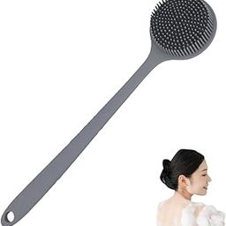 NENATIRTH 2-in-1 Long Handle Body Brush Premium Soft Silicone Back Scrubber Shower Bath with Long Handle Dirt_Removal Back Scrubber | BPA-Free | For Men and Women Soft Bristles (Back Scrubber Grey)-image-82