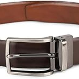 Men Solid Reversible Formal Italian Leather with Brush Gun Metal Buckle Belt-image-38