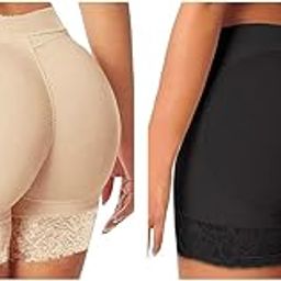 Hip Pads for Women Combo, High Waist Invisible Body Shaping Butt Lifter Panty Shorts, Padded Underwear, Enhancer for Slim Look, M, Beige & Black, 2 Pcs for Daily & Special Wear-image-41
