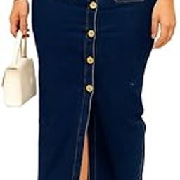 Women's High-Rise Denim Button-Front Midi Skirt, A-Line Style with Front Pockets || Button Skirt for Women & Girls-image-12
