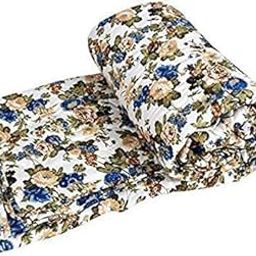 AQRATE Poly Cotton Blue Flower Print Single Bed Reversible AC Blanket/Dohar/Quilt/Comforter/Duvet (Blue, Single)-picture-14