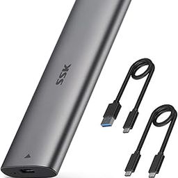 atdaraz Aluminum USB C to M.2 SSD Tool-Free Enclosure, Portable USB 3.1 Gen 2(10Gbps) to PCI-E M-Key Solid State Drive External Adapter Support UASP(Fits only M.2 SSDs 2242/2260/2280).-22