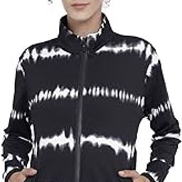 Women Winter Sports Zipper Printed Standard Length Jacket Black Xxl-image-98