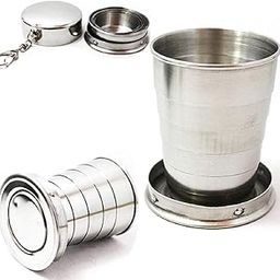 Kauldvishe Foldable Stainless Steel Collapsible 150ML Portable Telescopic Travel Mug Compact Keychain Cup for Camping,Hiking&Outdoor Use Baby bachho BABO tabudi Mini Glass Water-image-76