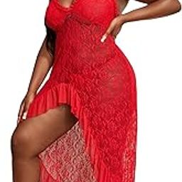 Plus Size Lingerie for Women Babydoll Sexy Mesh Maxi Nightdress Strappy Sleepwear Dress Nightgowns for Women-22