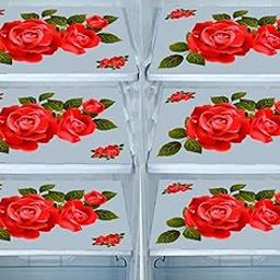 DakshyaIndustries Pack of 6 PVC Printed Fridge Mat/Refrigerator Mat (Beige)-picture-10