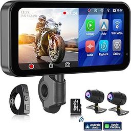 PARKVISION Portable Motorcycle DVR, 6.25" Wireless CarPlay & Android Auto Touch Screen with 1080P HD Dash Cam Front and Rear, Dual Bluetooth, 64GB TF Card, IP67 Waterproof - Carplay GPS for Motorbike-image-66