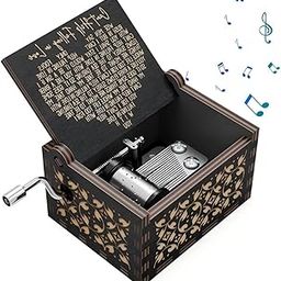 Wooden Music Box: Can't Help Falling in Love Vintage Hand-Crank Engraved Music Box Perfect as a Birthday Gift or Children's Toy (Can't Help Falling in Love (B))-image-97