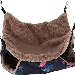 Hamster Warm Hammock, Ferret Hammock Warm Plush Cage Accessories for Chinchilla for Hamster(L, Flamingo)-image-5