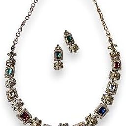 Gold Plated Multicolour Cubic Zircon Studded Jewellery Set-image-23