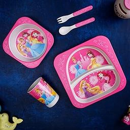 The Bamboo Co ™ Kids/Baby Feeding/Dinner Set of 5 |Made of Bamboo| Affordable Kids Crockery Set Tableware |Baby Utensils and Dishes Set | Eco-Friendly |Organic & Natural (Disney Princess)-image-112
