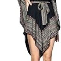 Women's Black Ethnic Motifs Kaftan - Rayon Fabric, Kaftan sleeves, V-Neck and Hips Length,Free Size.-image-8