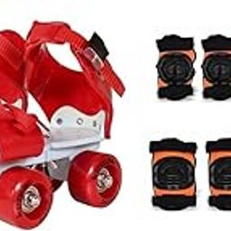 Qwick Click Unisex_Youth Roller Skates With Protective Set Guard Protection Kit For Skating, Cycling & Skateboarding For Kids Age 6-15 Yrs With Knee, Elbow And Wrist Guards (Red), Inline_Skate_Wheel-17
