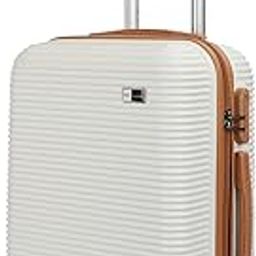 Polycarbonate Hard-Sided Luggage Cabin SizeTrolley Bag with USB Charging Port | White 55 cms-18