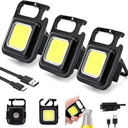 3PCS Led Mini Flashlight 500 High Lumens Rechargeable Cob Keychain Flashlights 4 Light Modes Portable Pocket Flashligh Led Small Flashligh with Folding Bracket Magnet and Bottle Opener-picture-29