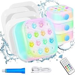 Purheme Rechargeable Submersible Pool Lights with Remote, Waterproof Underwater USB-C Charging Built-in 2600mAh Battery Magnet 16 Color Changing Floating LED Lights Party Decor-picture-20