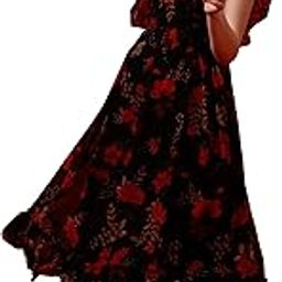 Women's Georgette Flower Printed Midi Dress with Round Neck Sleeveless Fit and Flare | Midi Dress for Girls-picture-25