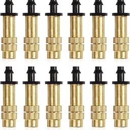 CoolShef 12 Pcs Fogger Water Sprayer Nozzles, Copper Spray Misting Nozzle for Garden Cooling Irrigation Lawn Vegetables-image-32