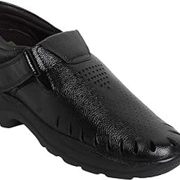 Black Leather Sandals for Men with a Hidden HeelStylish, Comfortable, and Durable Footwear for Everyday Wear-47