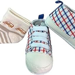 Baby Shoes with Socks, Premium Baby Sneakers with Matching Socks Age 0-18 Months (Unisex for Both Boys and Girls) Infant Shoes | Toddlers Shoes (Pair of Socks Included)-image-23
