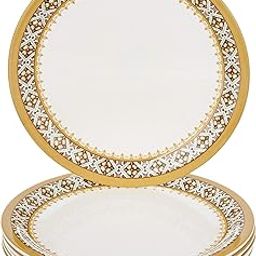 Amazon Brand - Solimo Majestico Melamine Dinner Plate Set (White, 11 inches, 6 pieces)-0