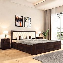 SONA ART & CRAFTS Zeus Sheesham Wood King Size Bed with Storage Box | Solid Wooden King Size Cot Bed | Double Bed with Box for Home - (Walnut Brown Finish) (Assembly Included)-image-17