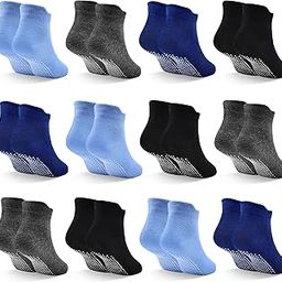 Toddler Socks SkiBeaut 12 Pairs Non Slip Skid Ankle Socks For Kids Boys Grips Cotton Crew Socks For 1-10 Years-picture-16