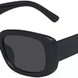 Women's Retro Driving Rectangular Sunglasses Black Frame, Black Lens (Medium) Set of 1 (pack 2)-12