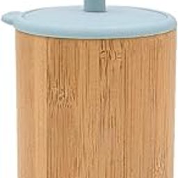 Kids Station 1 Piece Bamboo Feeding Set for Toddlers and Kids - Sipper with Straw and Cap - Non-Toxic, BPA-Free and Unbreakable Eco-Friendly - Baby-Led Weaning Supplies for Toddler Self-Feeding (Blue)-image-1