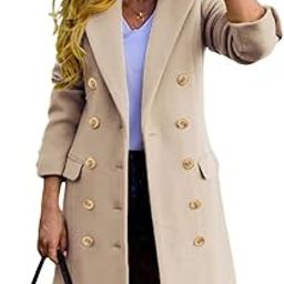 Womens Fall Winter Wool Coats Double Breasted Midi Peacoat Trench Coats-image-65