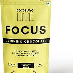 COCOSUTRA LITE | FOCUS - Sugar Free Ashwagandha Drinking Chocolate Mix | Enhances Mental Alertness & Reduces Stress | Vegan | Keto Friendly | Enjoy hot or cold | 200 g-18