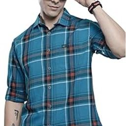the indian garage co Men Polycotton Regular Fit Checkered Full Sleeves Spread Collar Casual Shirt-picture-16