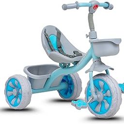 EAST COAST Tricycle for Kids | Junior Cycle for Baby/Kids 2+ Years with Storage Basket, Cushion Seat and Seat Belt with Carrying Capacity 30 Kgs (No Parent Control- Sky Blue)-5