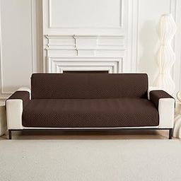 House of Quirk Quilted Polyester Sofa Cover Mat - Anti-Slip, Water-Resistant Couch Protector for Pets, Kids - Machine Washable Furniture Protector (Brown, 215x185 cm, Four Seater)-image-72