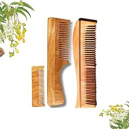 SASU'S Hair Detangling Combo Combs Pack of 3 100% Authentic Neem Wood Combs for Women and Men Dual Teeth Comb | Reduce Hairfall and Dandruff | Promote Hair Growth | Handmade Neem Comb | Made in India Pocket Comb, Handle Comb, Premium Dual Toothed Comb-17