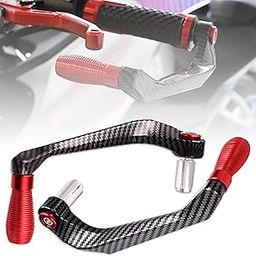 MIKANIX Carbon Finish CNC Aluminum Universal Motorcycle Lever Guard | Handle Bar End Brake Clutch Lever Protective Guards | Hand Guards for All Bikes (RED)-picture-23