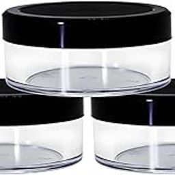 Hian Refillable Cosmetic Jars | 15GM – 3.8 x 2.5 cm (Pack of 3) | Acrylic Plastic with Leakproof Black Lids | Compact & Reusable for Travel | Ideal for Storing Creams, Balms & Skincare Essentials-3