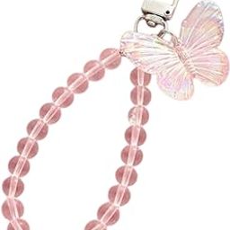 Iridescent Butterfly Keychain with Clear Beaded Chain, Decorative Bag Charm-picture-29