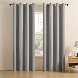 LINENWALAS 100% True Blackout Curtains for Window (6 Feet) - Set of 2 | Matte Finish Complete Light Block | Thermal Insulated & Noise Reducing Room Darkening Curtains | UV Protection (Light Grey)-28