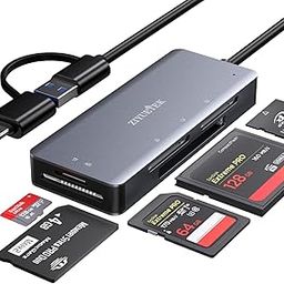USB3.0 and Type-C Multi Card Reader, SD/Micro SD/CF/MS/XD 5in1 Memory Card Reader, SD SDXC SDHC CF CFI TF Micro SD Micro SDXC Micro SDHC MS UHS-I Cards,for PC/Laptop/Smartphone/Tables/ (5in1 Reader)-image-3