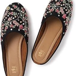 Sole PVC Embroidered Canvas Slip-On Bellies for Women and Girl's (Black/Size-6)-image-47
