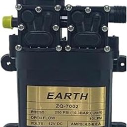Earth High Pressure Pumps 12v DC Water Pump Diaphragm Pump Double Motor Pump,Motor (250 PSI FLOW RATE- 10 Leter Par Minute-23