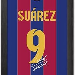 TenorArts Luis Suarez Poster Frame Barcelona Jersey Laminated Photo Print with Signature Framed Painting with Matt Finish Black Frame (12 inches x 9inches)-picture-28