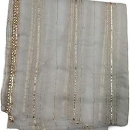 Organza Dyeable Gota Stripes Dupatta-image-12