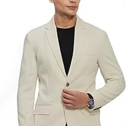 showoffff SHOWOFF Men's Beige Solid Single Breasted Blazer-LBR-5224_Beige-picture-47