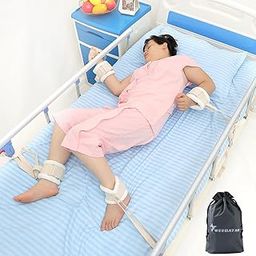WEEOATAR 2pcs Patient Medical Restraints Limb Holders,Hospital Restraints Bed Strap,Care Safety System Guard,Anti-Fall Universal Constraints Control for Hand,Feet,Ankle or Arm(White)-image-0
