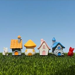 Aruna Decor Miniature House Set of 4 – Cute Resin Fairy Houses for Miniature Garden Decor & Gifting – Tiny Home Figurines for DIY Terrariums & Home Display, 4 cm (Miniature Hut Set)-image-88