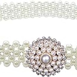 Women'S Adjustable Stretchable Pearl Waist Belt With Golden Buckle And Hollow Tassel Decorative Kamarband For Sarees – Free Size(Large Pearl Gold)-image-6