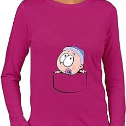 Women's Regular Fit Tshirt Baby in Pocket Cotton Graphic Printed Round Neck Full Sleeves Multicolour Pootlu T Shirt. Pregnancy, Maternity, Baby, Motherhood Tshirts-image-65