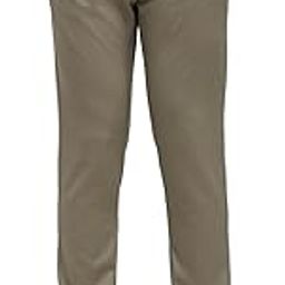 Mens Solid Brown Mid Rise Cotton Button Fitted Flat Front Slant Pocket Casual Pants-image-100
